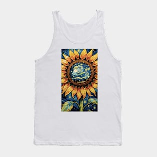 Radiant Blooms: Van Gogh's Sunflower-Inspired Bouquet Tank Top